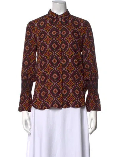 Pre-owned A.l.c Silk Printed Blouse In Red