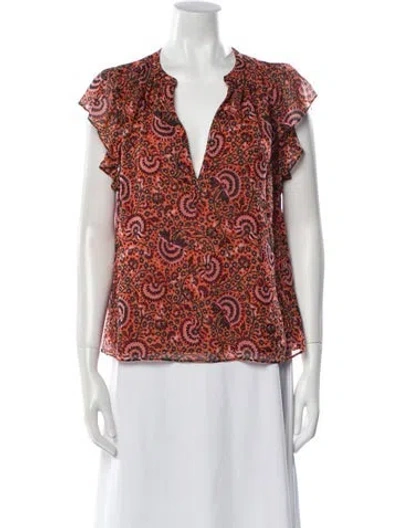 Pre-owned A.l.c Silk Printed Blouse W/ Tags In Orange