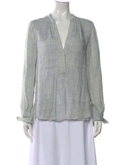 Pre-owned A.l.c Silk Printed Blouse In White