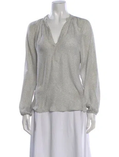 Pre-owned A.l.c Silk Printed Blouse In White