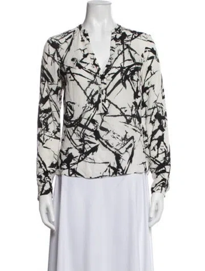 Pre-owned A.l.c Silk Printed Blouse In White