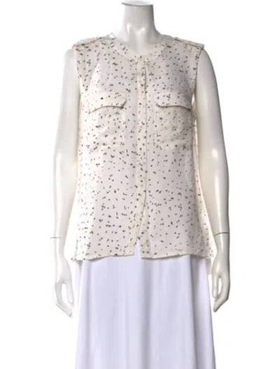 Pre-owned A.l.c Silk Printed Blouse In White