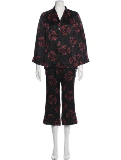 Pre-owned A.l.c Silk Printed Pantsuit In Black