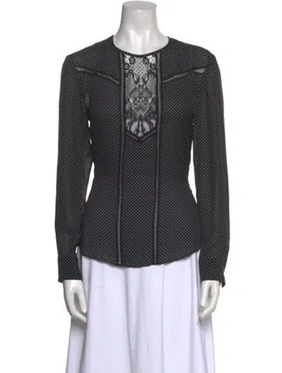Pre-owned A.l.c Silk Printed Top In Black