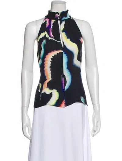 Pre-owned A.l.c Silk Printed Top In Black