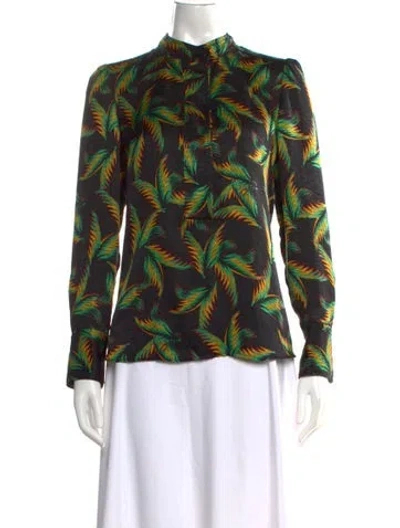 Pre-owned A.l.c Silk Printed Top In Black