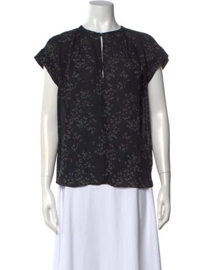 Pre-owned A.l.c Silk Printed Top In Black