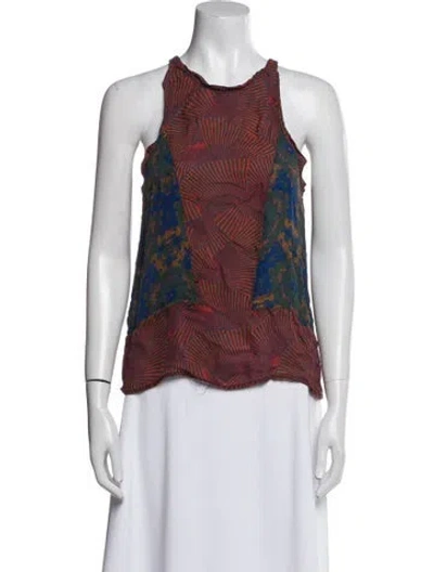 Pre-owned A.l.c Silk Printed Top In Blue