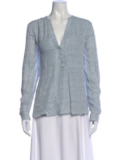 Pre-owned A.l.c Silk Printed Top In Blue