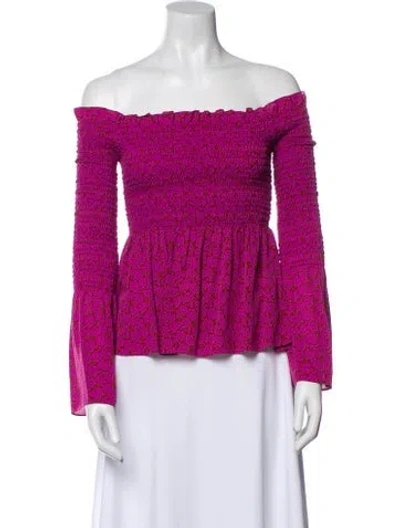 Pre-owned A.l.c Silk Printed Top In Purple