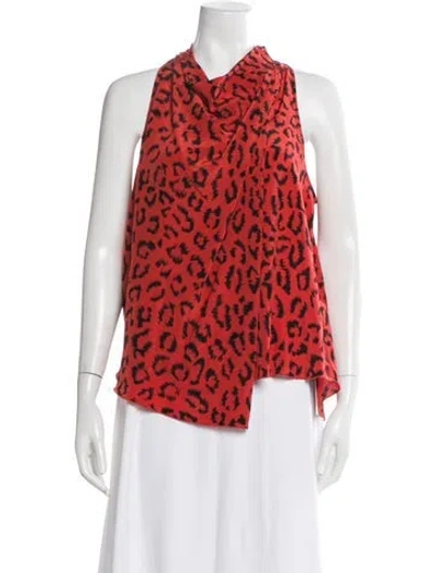 Pre-owned A.l.c Silk Printed Top In Red
