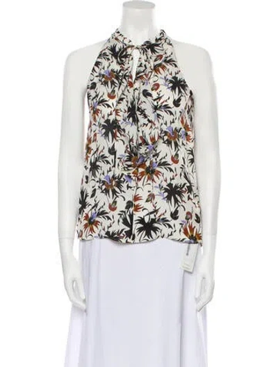Pre-owned A.l.c Silk Printed Top In White