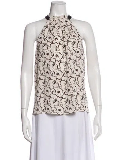 Pre-owned A.l.c Silk Printed Top In White