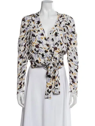 Pre-owned A.l.c Silk Printed Top In White
