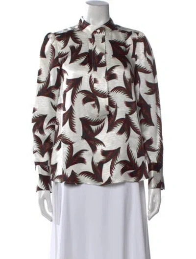 Pre-owned A.l.c Silk Printed Top In White