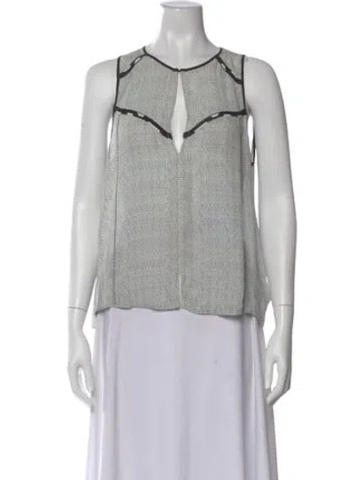 Pre-owned A.l.c Silk Printed Top In White