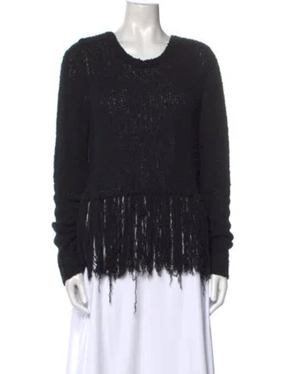 Pre-owned A.l.c Silk Scoop Neck Sweater In Black
