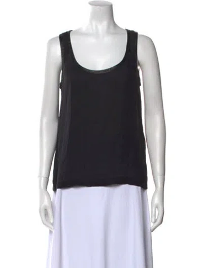 Pre-owned A.l.c Silk Scoop Neck Top In Black
