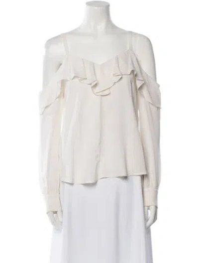 Pre-owned A.l.c Silk Square Neckline Blouse In Neutral