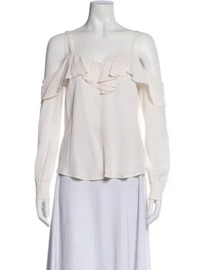 Pre-owned A.l.c Silk Square Neckline Blouse In Neutral