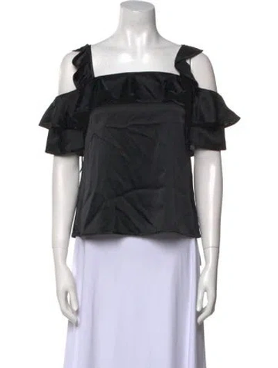 Pre-owned A.l.c Silk Square Neckline Crop Top In Black