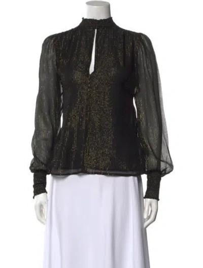 Pre-owned A.l.c Silk Striped Blouse In Black