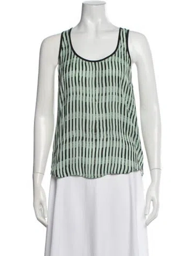 Pre-owned A.l.c Silk Striped Top In Green