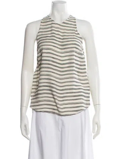 Pre-owned A.l.c Silk Striped Top In Neutral