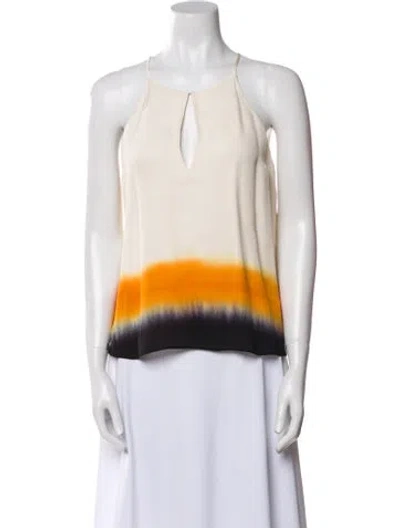 Pre-owned A.l.c Silk Striped Top In White