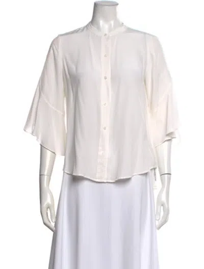 Pre-owned A.l.c Silk Three-quarter Sleeve Blouse In White