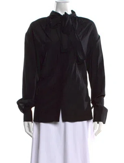 Pre-owned A.l.c Silk Tie Neck Blouse W/ Tags In Black