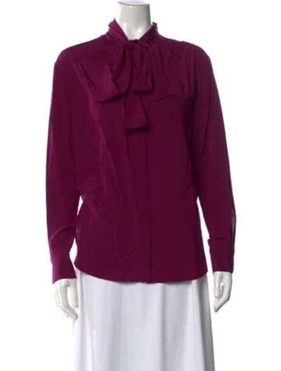 Pre-owned A.l.c Silk Tie Neck Blouse W/ Tags In Purple