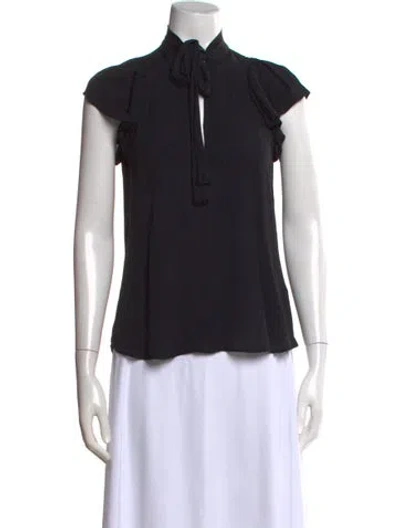 Pre-owned A.l.c Silk Tie Neck Top In Black
