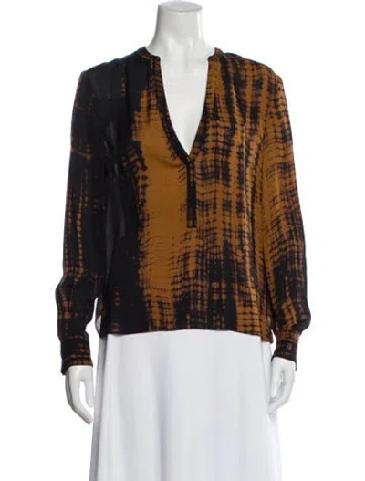 Pre-owned A.l.c Silk Tie-dye Print Top In Black