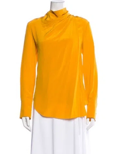 Pre-owned A.l.c Silk Turtleneck Blouse In Yellow