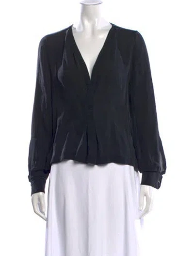 Pre-owned A.l.c Silk V-neck Blouse In Black