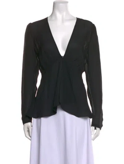 Pre-owned A.l.c Silk V-neck Blouse In Black