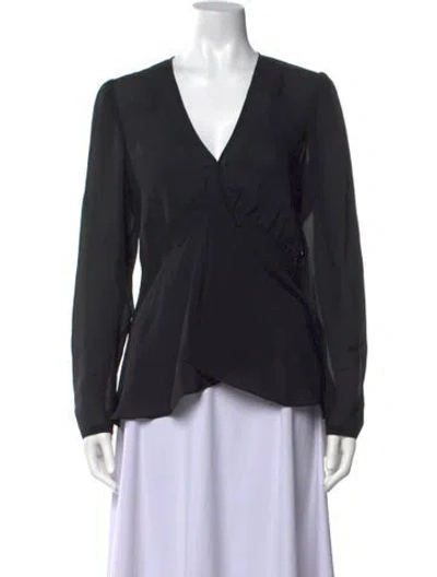 Pre-owned A.l.c Silk V-neck Blouse In Black