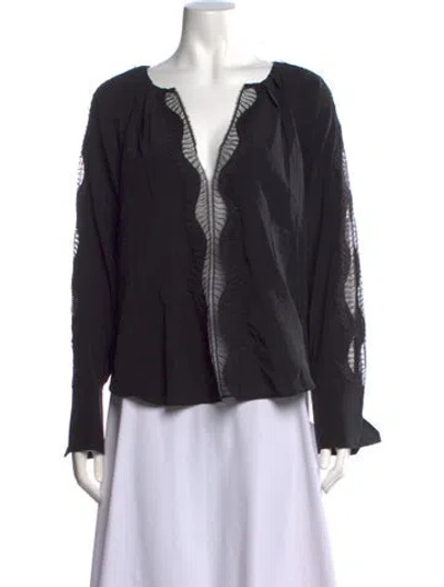 Pre-owned A.l.c Silk V-neck Blouse In Black