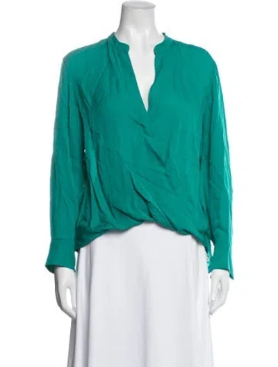 Pre-owned A.l.c Silk V-neck Blouse In Blue