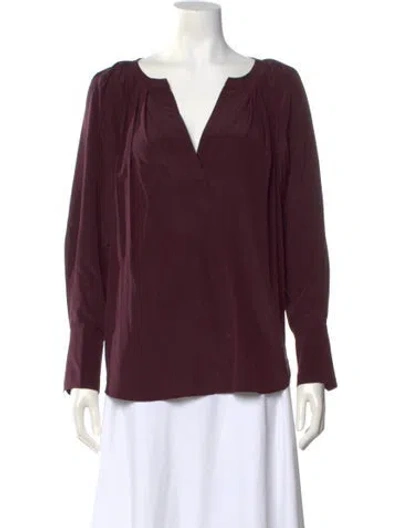 Pre-owned A.l.c Silk V-neck Blouse In Burgundy