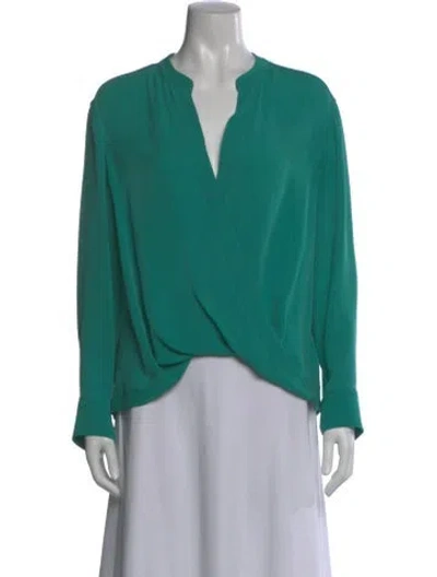 Pre-owned A.l.c Silk V-neck Blouse In Green