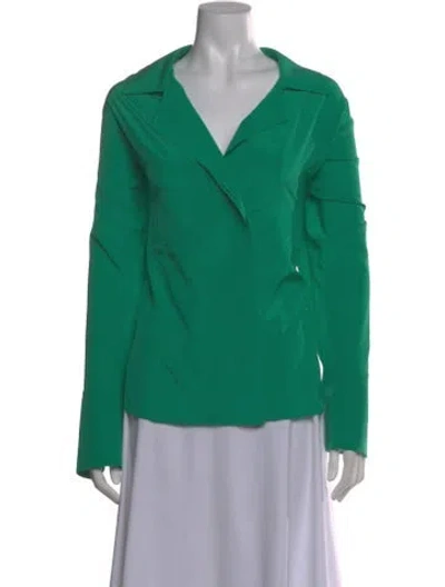 Pre-owned A.l.c Silk V-neck Blouse In Green