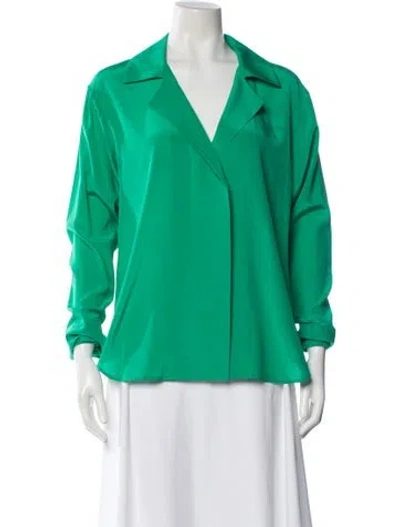 Pre-owned A.l.c Silk V-neck Blouse In Green