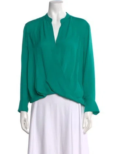 Pre-owned A.l.c Silk V-neck Blouse In Green