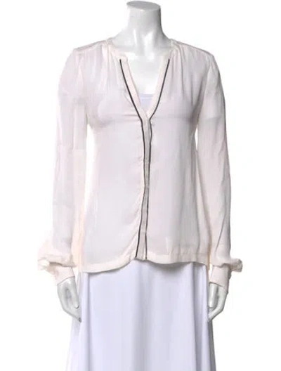 Pre-owned A.l.c Silk V-neck Blouse In Neutral
