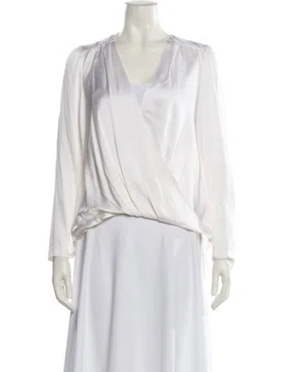Pre-owned A.l.c Silk V-neck Blouse In Neutral