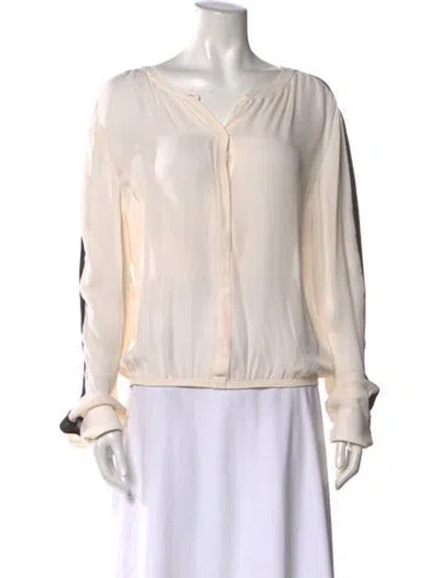 Pre-owned A.l.c Silk V-neck Blouse In Neutral