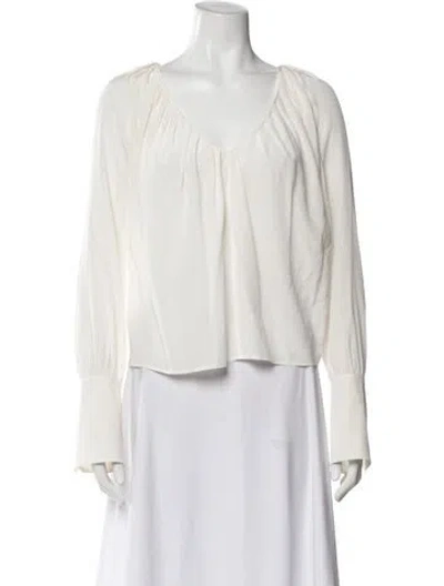 Pre-owned A.l.c Silk V-neck Blouse In Neutral