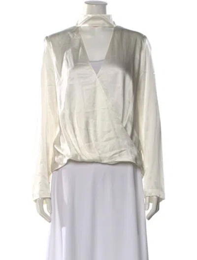 Pre-owned A.l.c Silk V-neck Blouse In Neutral